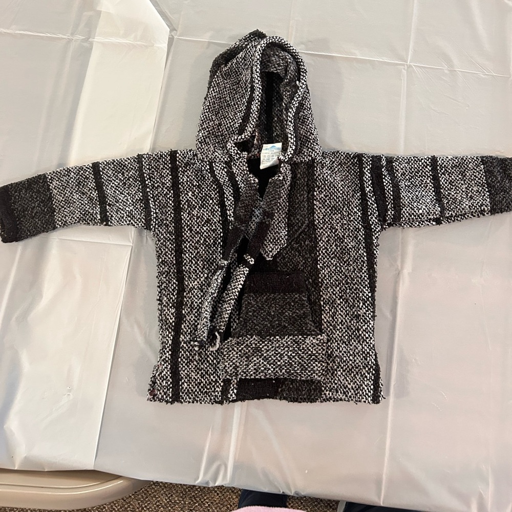 2T Cali Baja Surfer Children Hoodie Pullover Black Gray Striped La Malinche